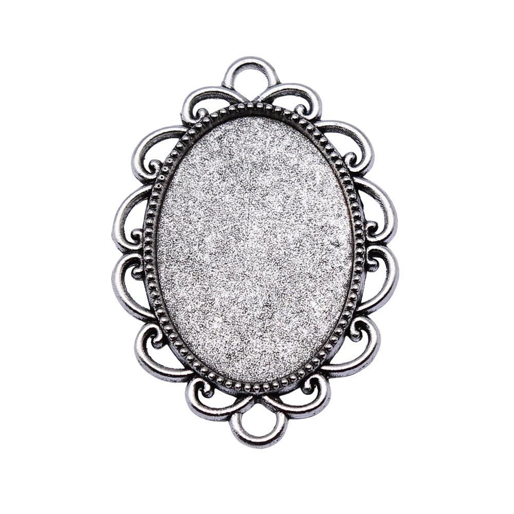 10 Stück 18x25mm Innenmaß Antik Silber Plated 31 Stile Cameo Cabochon Basis Fassungen Anhänger Halskette Zubehör