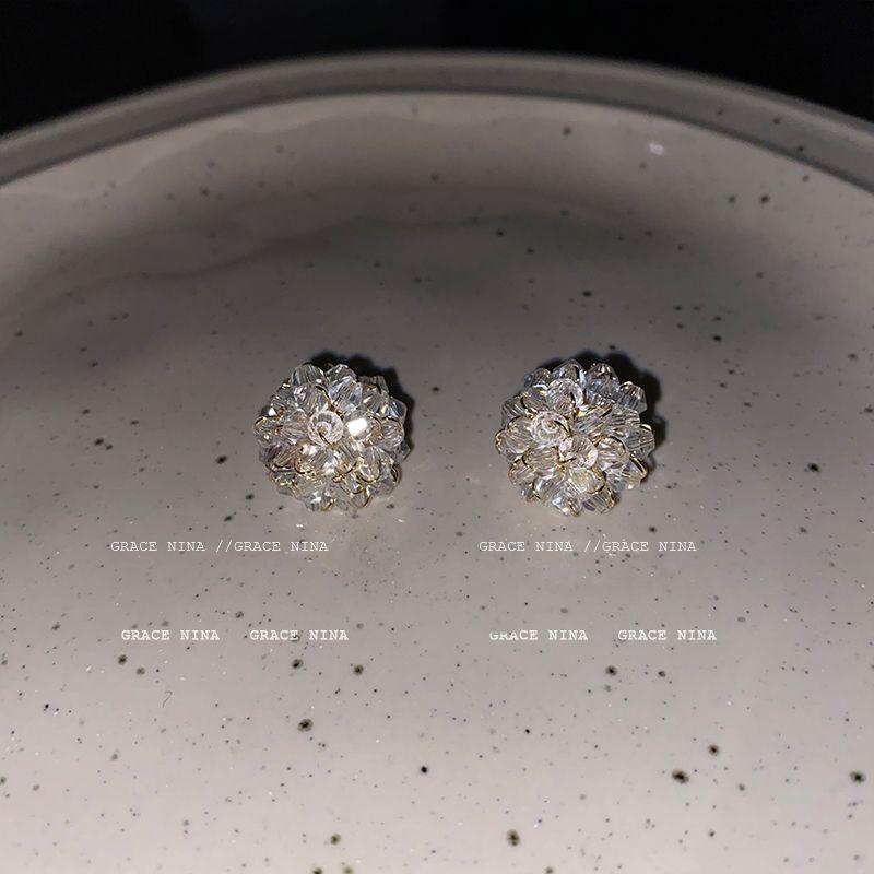 

Women s Graceful Online Influencer Zircon Ear Studs Zircon Twining flower (white)