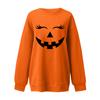 Women's Halloween Pumpkin Face Sweatshirt - Long Sleeve Casual Pullover for Fall