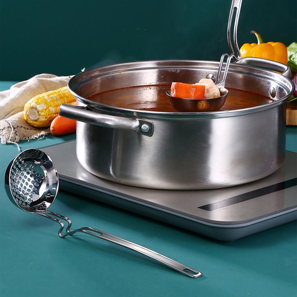 Non-slip Stainless Steel Spoon Colander Long Handle Household Kitchen Spoon Flatware Kitchenwear