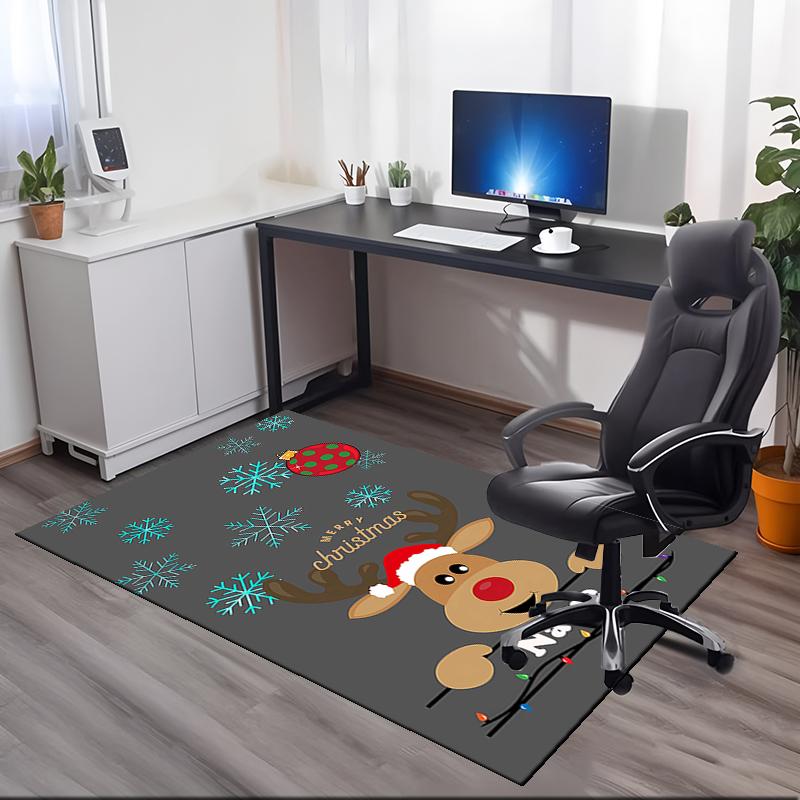 Custom Name Christmas reindeer Printed Carpet, for Office Chair Living Room Bedroom Kitchen Room Decor Gifts.