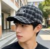New Contrasting Color Plaid Letter Embroidery Baseball Cap Women's Fashion Versatile Soft Top Cap Men's Summer