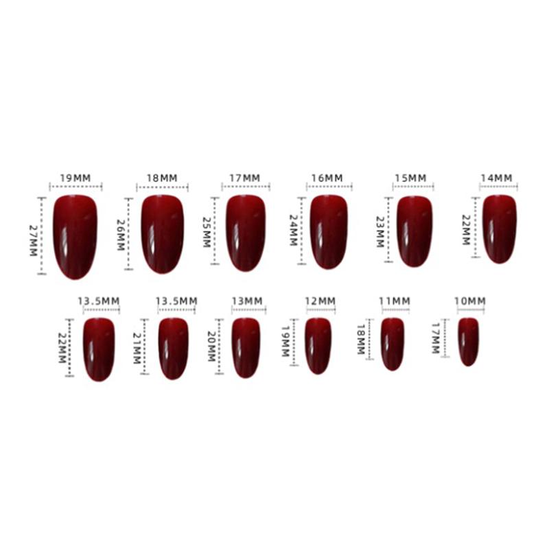 24pcs Love Heart Printed Nails Patch Glue Type Long Paragraph Fashion Removable Manicure False Nail Patch