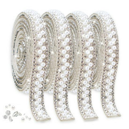 Self-Adhesive Pearl & Rhinestone Decorative Diamond Sticker Set for Clothing Accessories