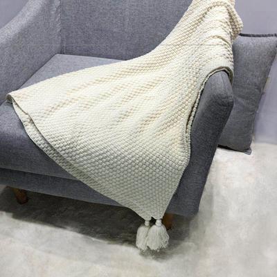 שמיכה סרוגה נורדית שמיכה עם פרנזים בצבע אחיד שמיכת פוך עמידה בפני כדוריות עם ציציות