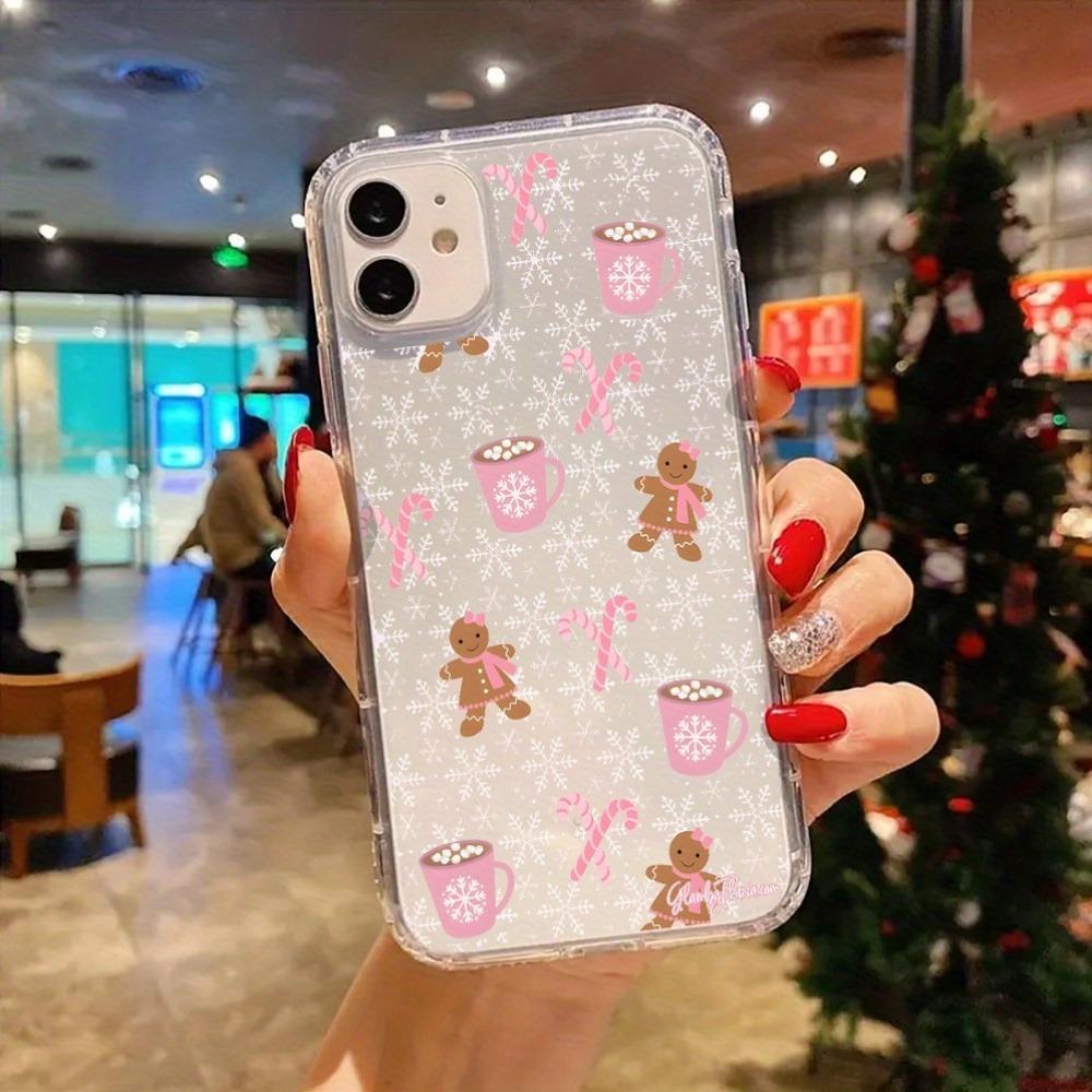Cute Christmas Snow Aesthetic Gingerbread Man Clear Phone Case for Iphone 17 16 11 15 14 13 12 Pro Max XR XS 7 8 Plus SE2 Cover