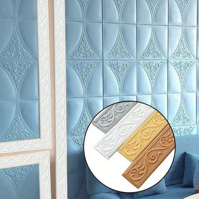 6 stks 2.3 M * 8 cm 3D Muur Trim Lijn Plint Grens Zelfklevende Waterdichte Plint Behang Muur sticker Voor Woonkamer Home Decoratie