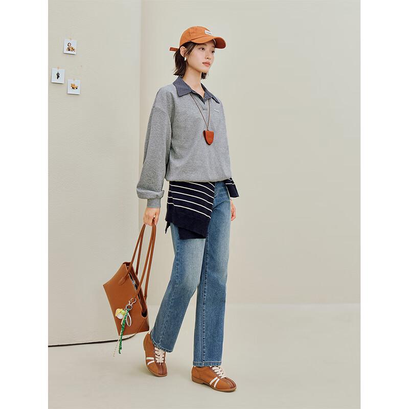 Inman Women's Faux Two-Piece Long Sleeve Sweatshirt