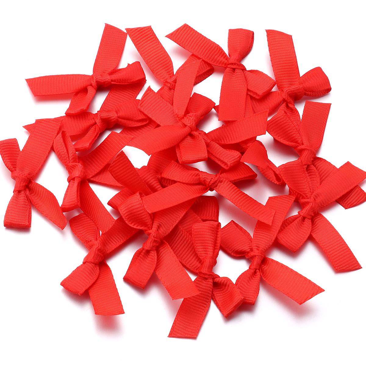 

50Pcs Mini Polyester Satin Ribbon Bow 5×4cm Solid Color Small-sized Bow For DIY Handmade Gift Jewelry Decorative Accessories красный