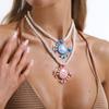 Simple Weave Rope Enamel Crab Pendant Necklace Cute Polka Dot Bohemian Collarbone Chain Retro Neck Jewelry Beach Choker Vacation