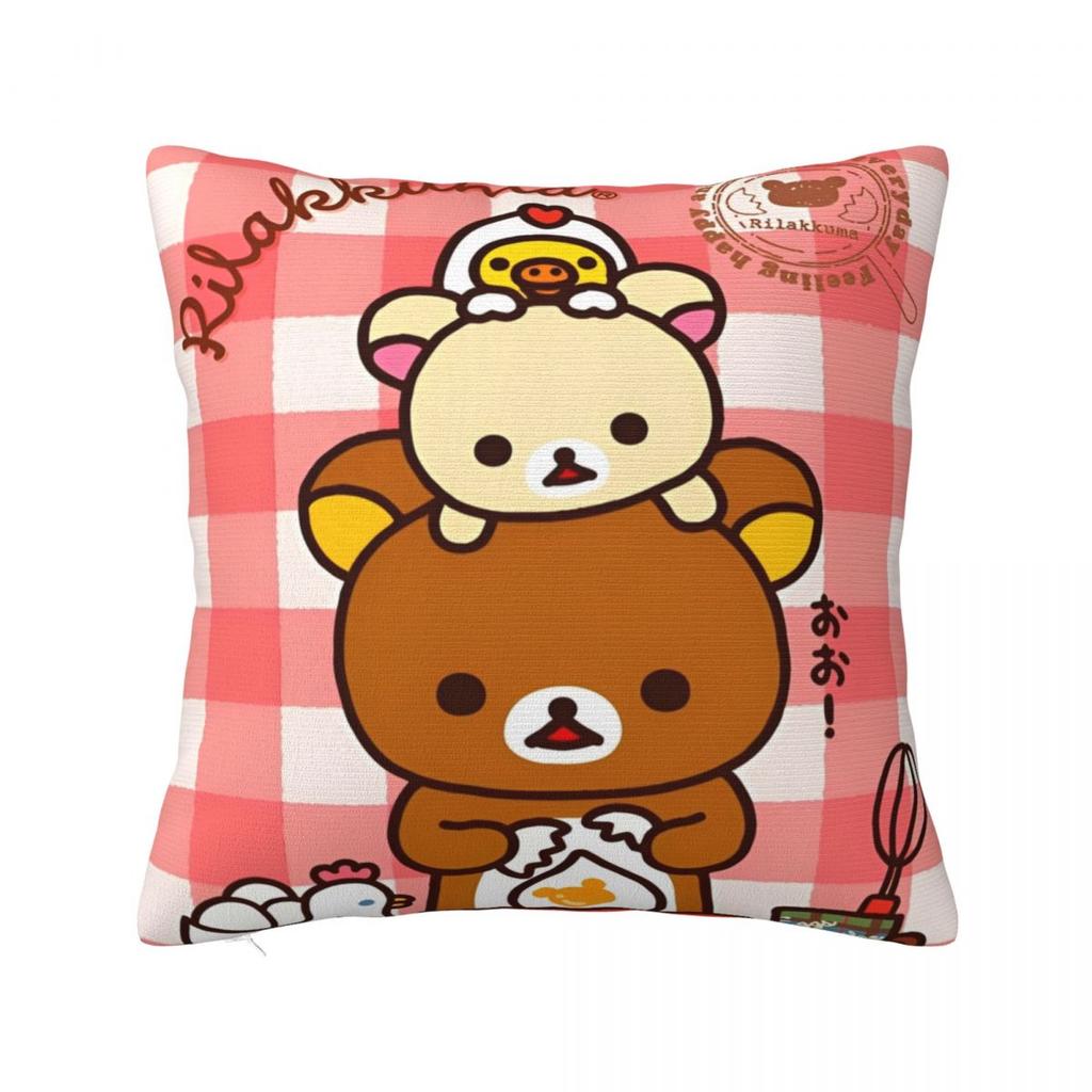 Cartoon Rilakkuma Pillowcases Merch Soft Cushion Cover Decor Pillow Case Cover Home Multi Size