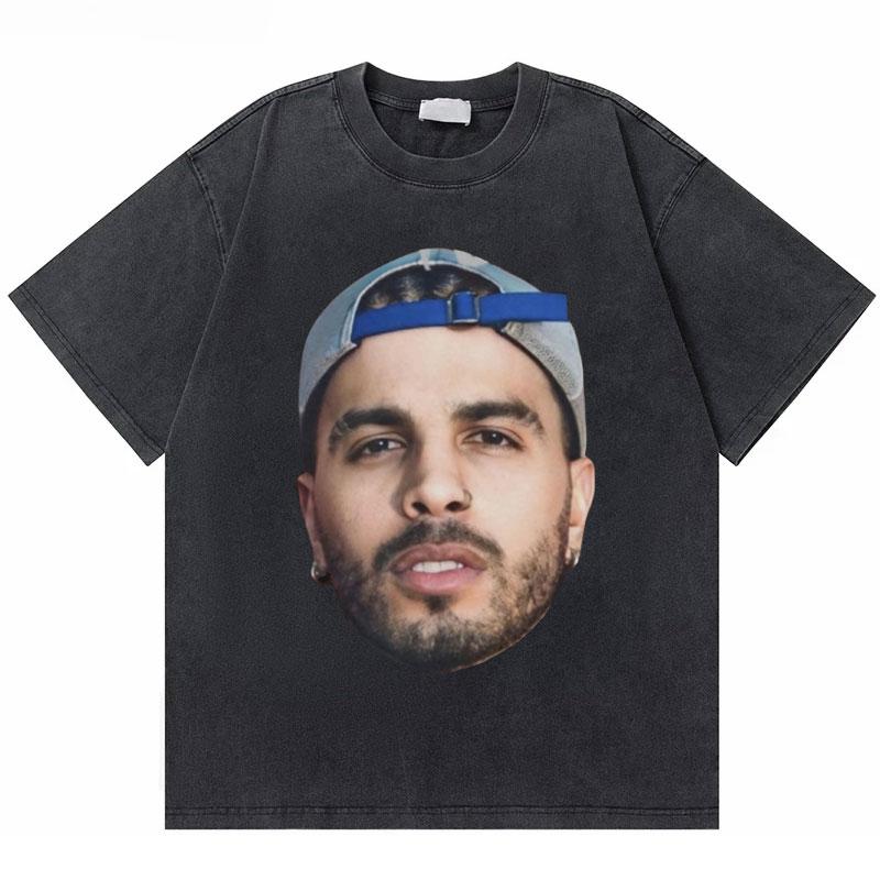 Rapper Rauw Alejandro Cosa Nuestra Vintage Washed T Shirt Men Women Hip Hop Fashion Pop Music Tshirt Mens Oversized Tshirts