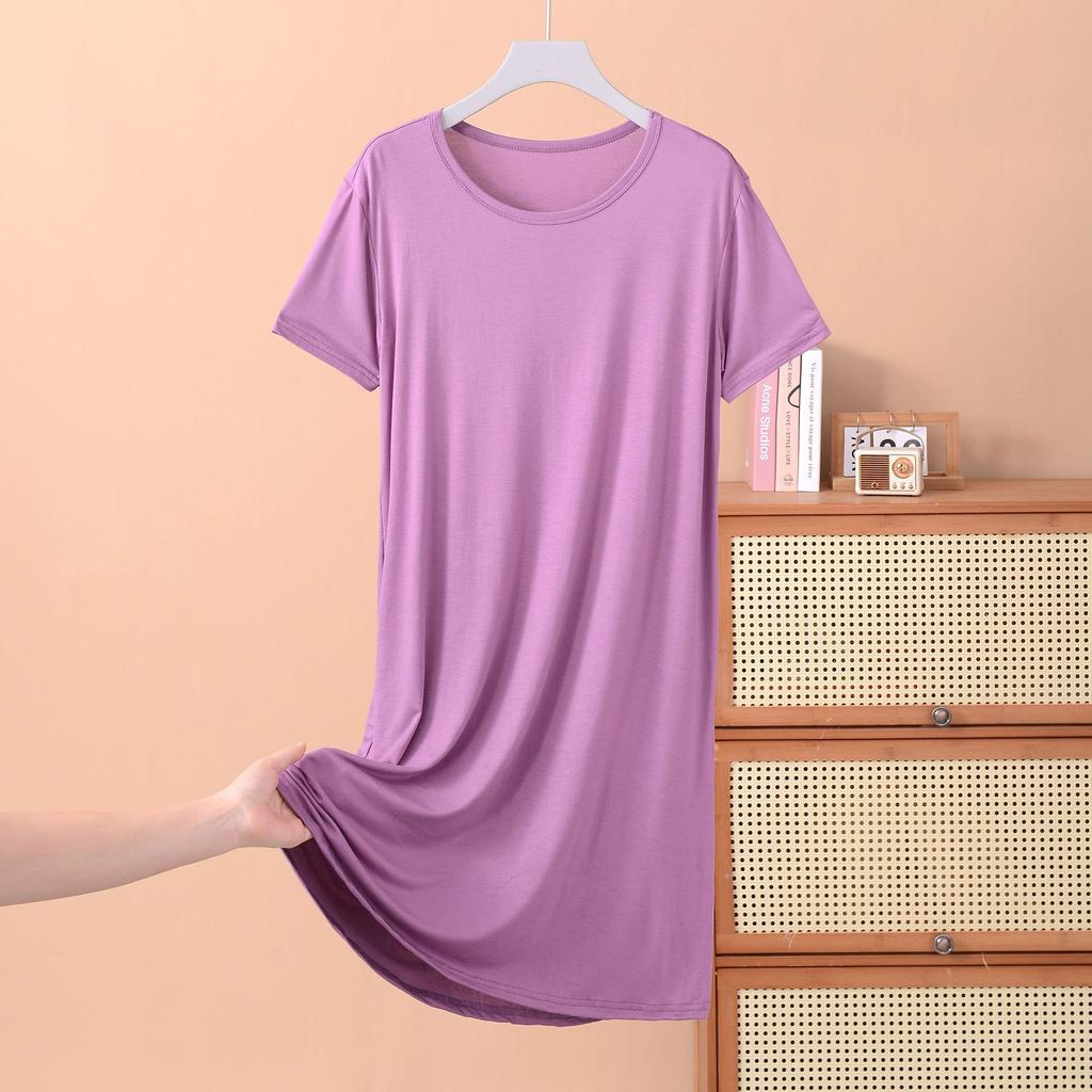 Women's L-8XL Sleepwear  Nightgowns Casual Short Sleeve Night Dress Plus Size Summer Nightshirt Ladies Sleep Wear Shirt