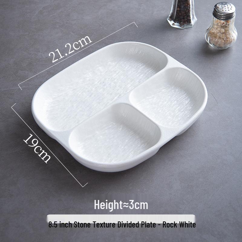 Piatto in Ceramica a Tre Scomparti per Controllo delle Porzioni, Perdita di Peso, Ideale per Colazione o Cena Monoporzione