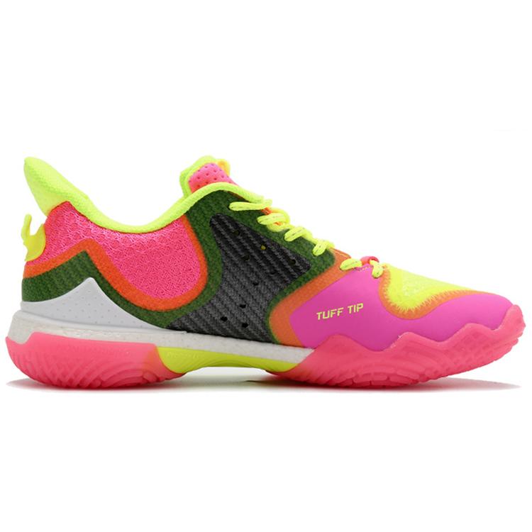 Li Ning Battle Halberd Cushioning Slip Resistant Abrasion Resistant Low Top Badminton Shoes Men's Pink Yellow Green AYAQ005-4