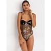 New, Sexy Transparent Embroidered Printed Mesh Onesie Sex Set