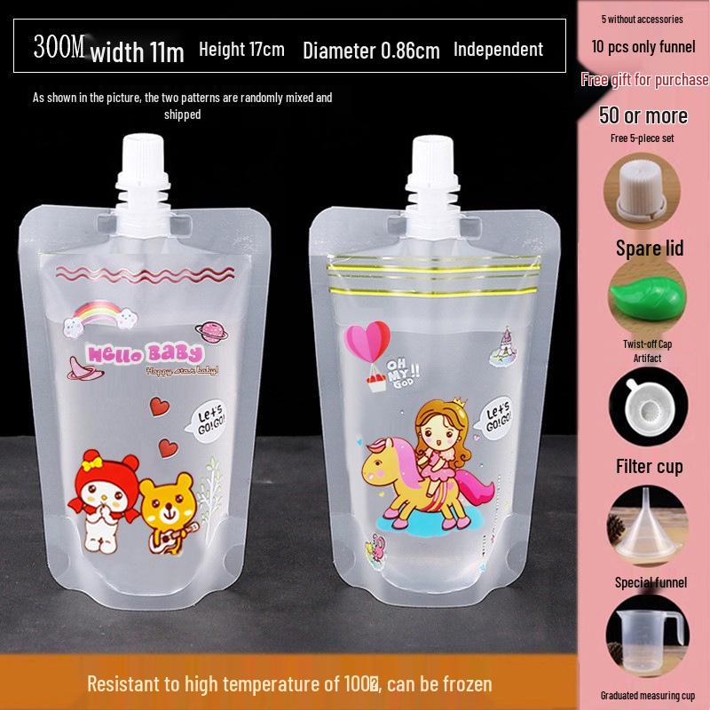 Disposable Transparent Spout Bag for Soy Milk, Chinese Medicine, Soup, or Beverages - Self-Standing and Convenient for Takeaway
