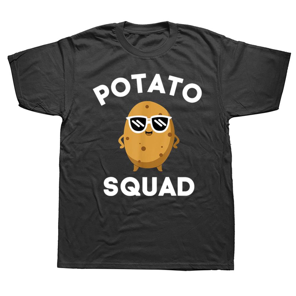 POTATO SQUAD Funny Smiling Vegetarian Potato Lovers T Shirts Cotton Streetwear Gifts Mens Fashion Casual Loose Oversized T Shirt