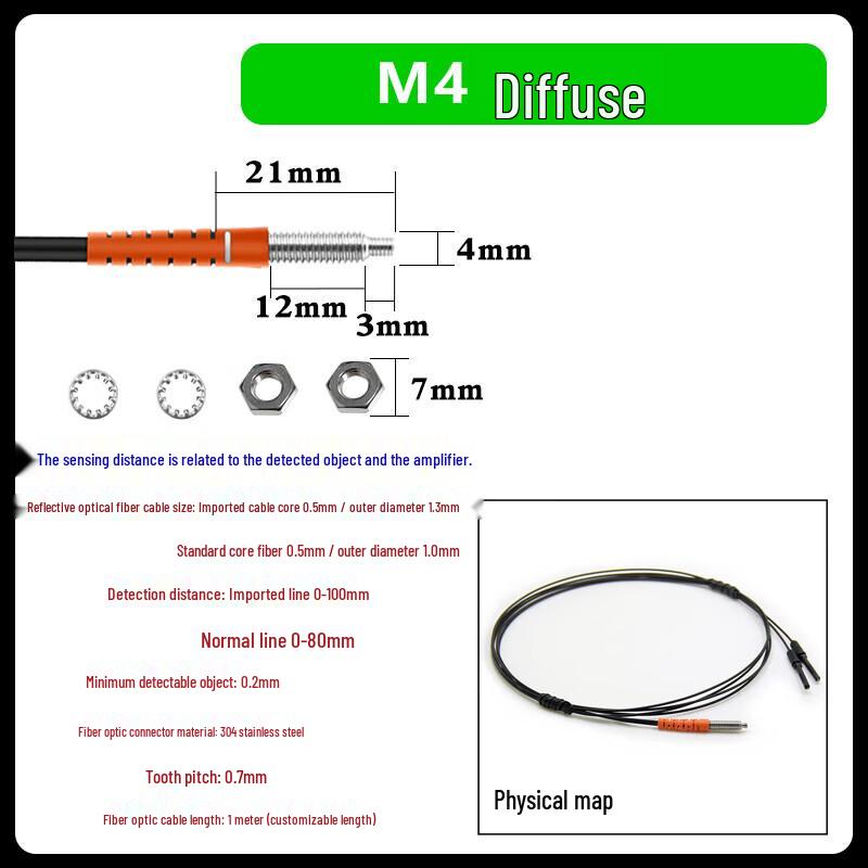 FRS-410 M4 Diffuse Reflection Fiber Optic Sensor