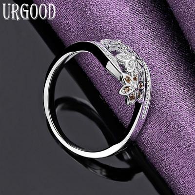 Anello con tre fiori in argento sterling 925 con zirconi AAA colorati, gioielli di moda