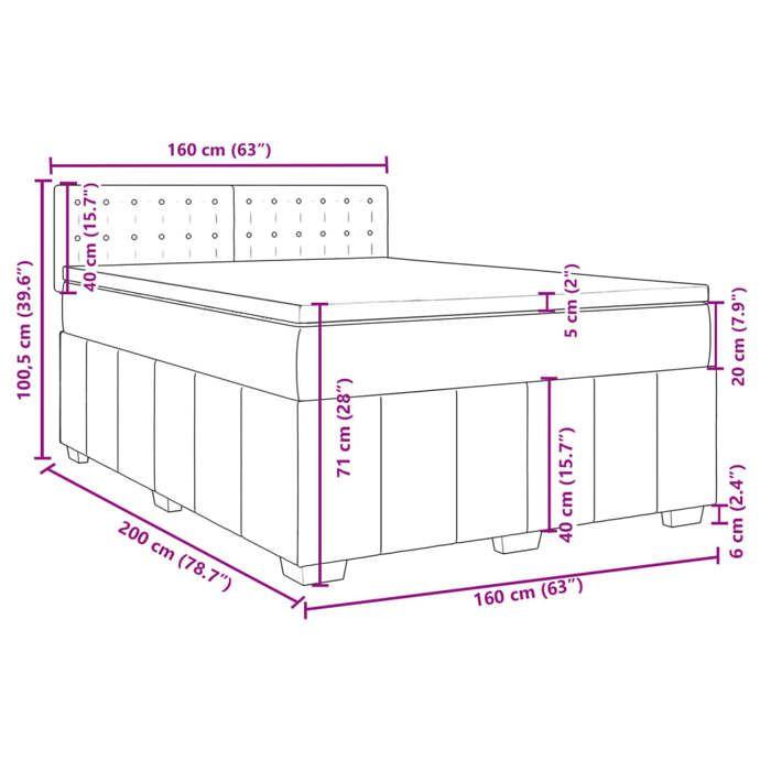 VidaXL Slat Bed Base with Mattress Light Grey 160x200cm Fabric 3287133