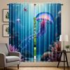 2pcs Mermaid Party Window Curtains   Rod Pocket Style   Semi-Sheer Polyester Pongee Decorative Panels for Living Room   Kitchen   Be