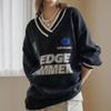 Sporty V Neck oVersized Knit Zd11qk016na