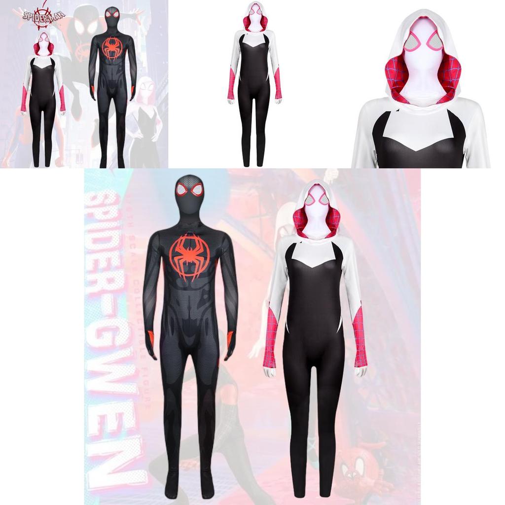 2023 Spider-man Miles Gwen Cosplay Costume Women's Spider-man Jumpsuit Milk Silk Fabric