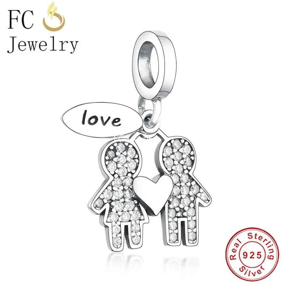 FC Jewelry Fit Original Pan Charms Bracelet Authentic 925 Silver Little Boy Girl Son Daughter Bead Pendant For Women Berloque