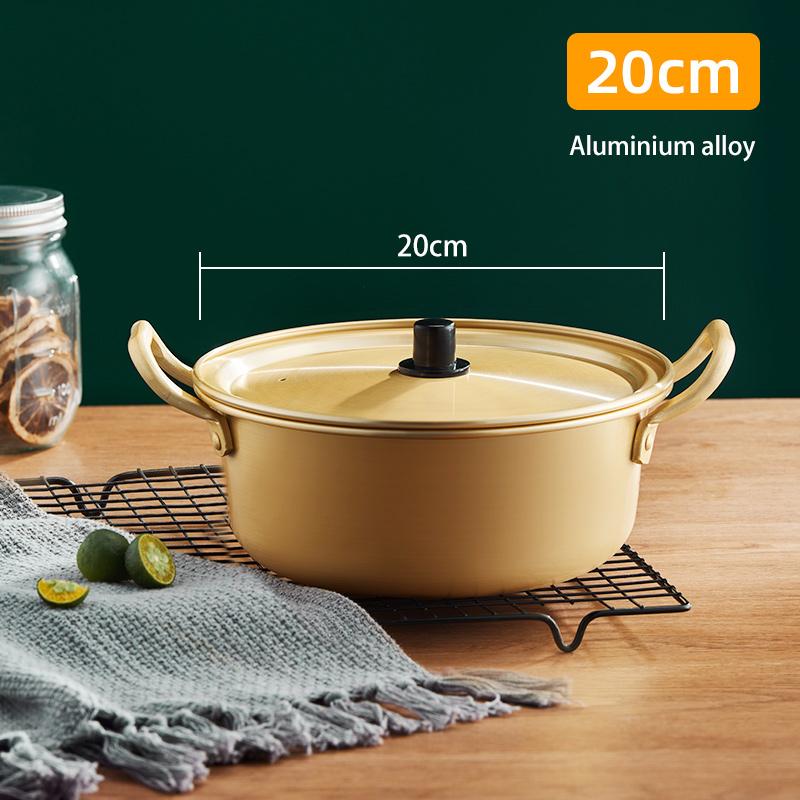 Korean Ramen Pot Aluminium Alloy/Stainless Steel Cooking Pots with Double Handle Gas Universal Soup Stew Pan Cookware