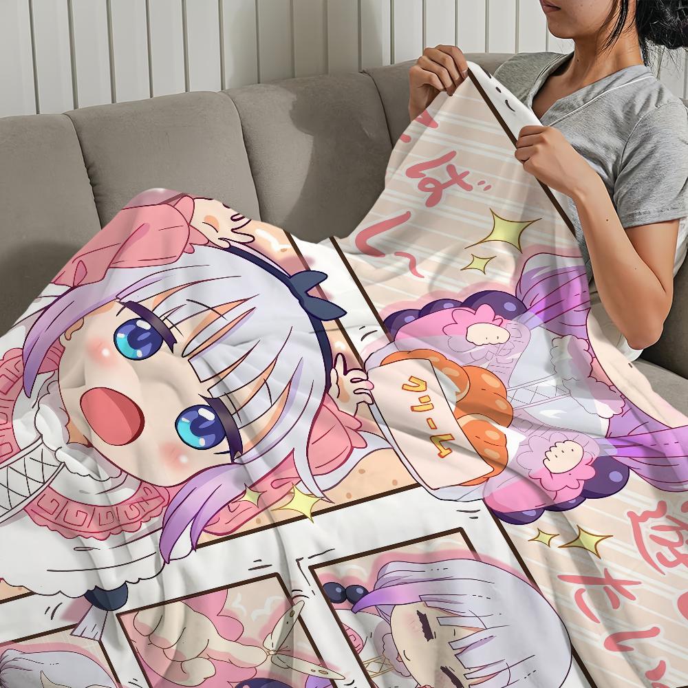 Anime Miss k-Kobayashis Dragon Maid Flannel Warm Comfort Soft Plush Blanket for Sofa Living Room Office Bedroom Travel Gift
