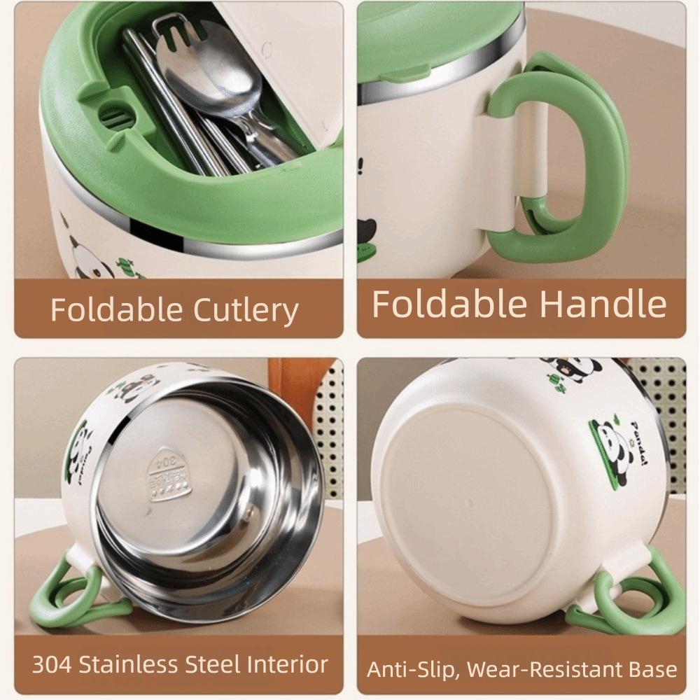 Stainless Steel Rice Soup Bowl 1000ML Fruit Salad Bowl Portable Rice Bowl  Kitchen Supplies