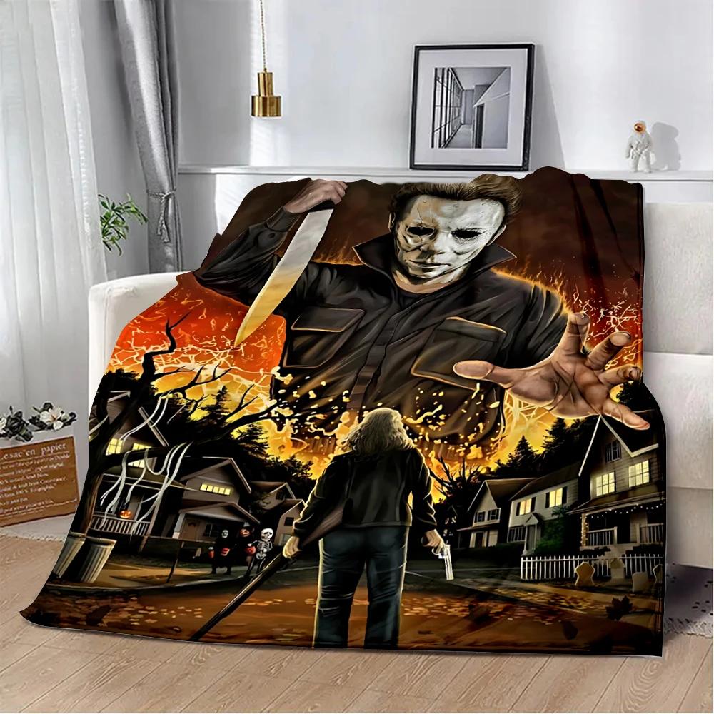 Horror Movie Halloween Printed Blanket Picnic Warm Soft Comfortable for Home Travel Bed Birthday Gift