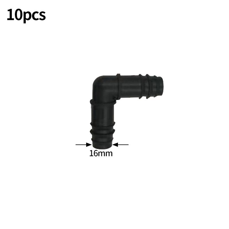 10pcs 16mm Garden Irrigation Tubing Fitting Tube Tee Elbow Equal Barb Connector Repair Connector End Plug Micro Drip Adapte