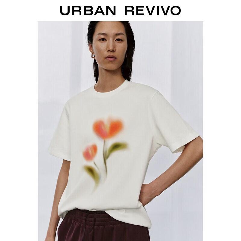 UR2026 Women s Blurred Print Round Neck T-shirt S
