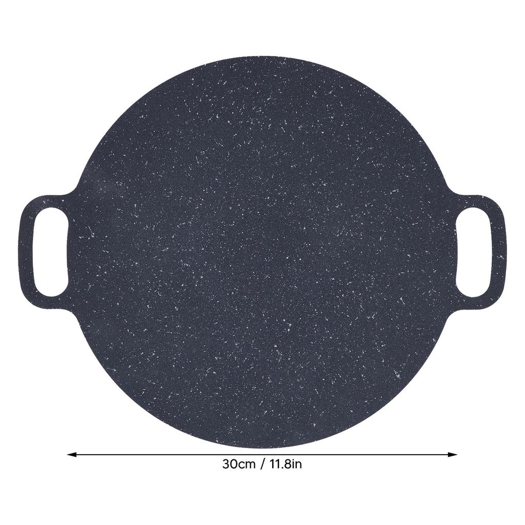 Round Barbecue Plate Nonstick BBQ Frying Cooking Pan with Food Tongs and Protection Gloves