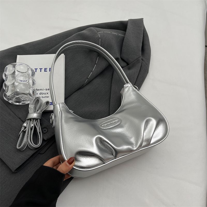 Summer Super Popular Silver Crescent Underarm Bag Women's 2025 New Light Luxury Niche High-Grade Shoulder Messenger Bag