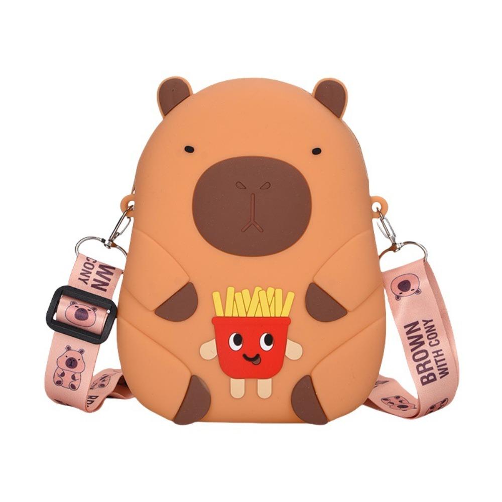Cartoon Capybara Coin Purse Cute Small Item Bag Fashion Silicone Shoulder Bag  Girls