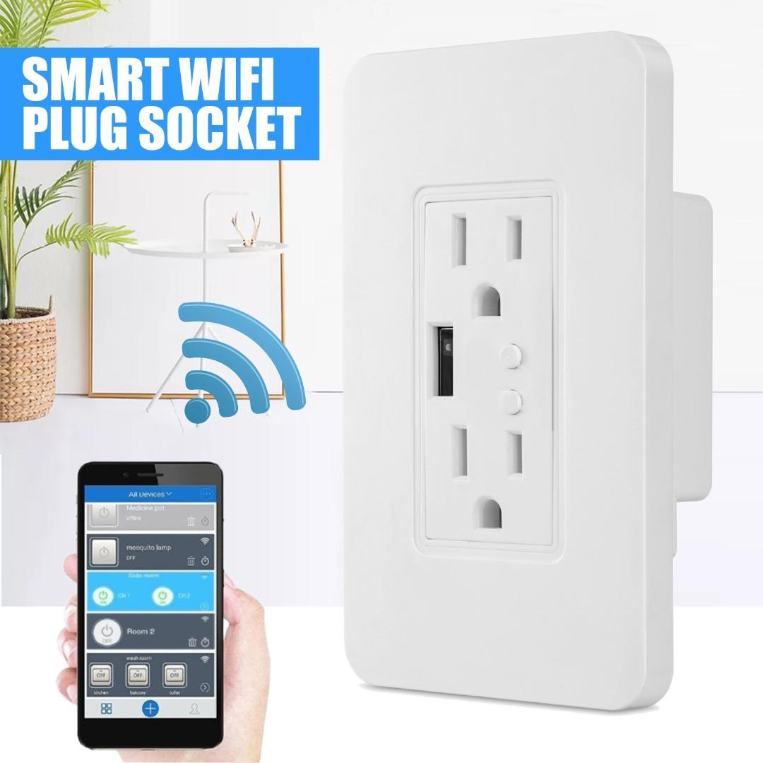 

PDTO Dual WIFI умная розетка USB-розетка приложение для Amazon Alexa Google Home