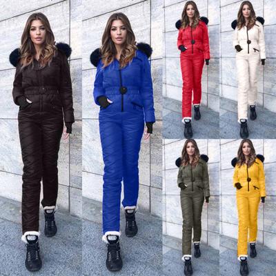 Fashion Women Ski Wear Jacket Hoodie Outdoor Sports Zipper One-piece Leisure Ski Wear