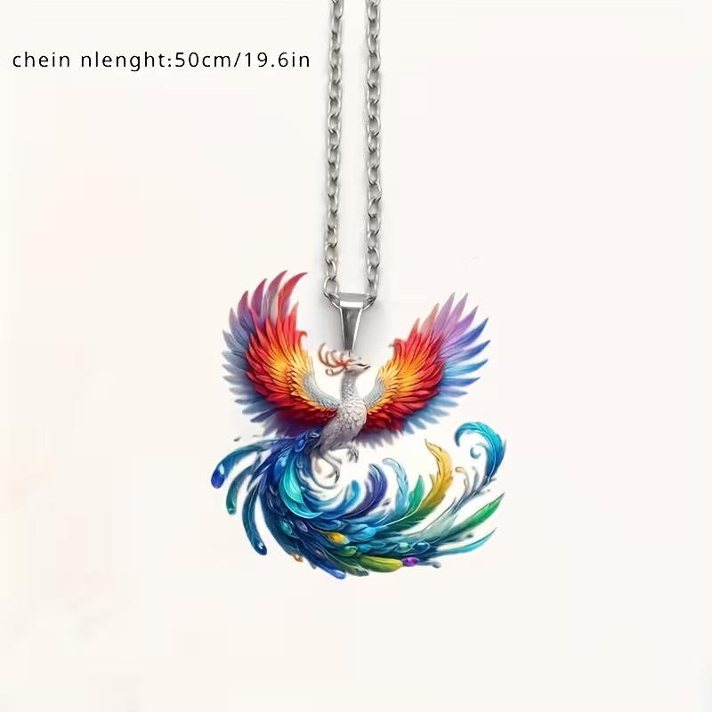 Cross-border new colorful phoenix earrings, flat acrylic high-end elegant bohemian angel wing necklace