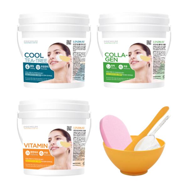 LINDSAY Premium Modeling Pack 820g + 3 Pack Tools + 5 Home Aesthetic Cleansing Sponges (Choose 1 of 3) Tea tree