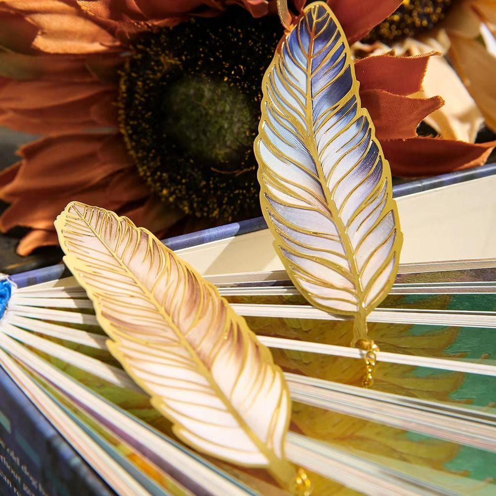 4Pcs Creative Metal Feather Bookmark Vintage Decorative Bookmark  Office Reading