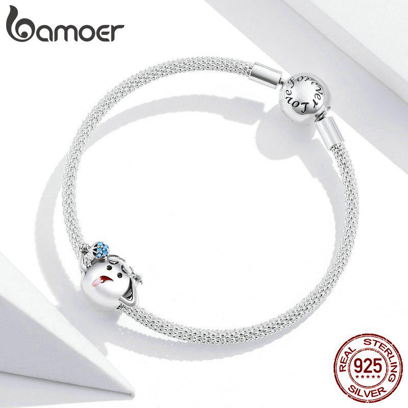 Contas de metal oxidado bamoer para mulheres, fabricação de joias, pingente de prata esterlina 925, adequado para pulseira de prata original