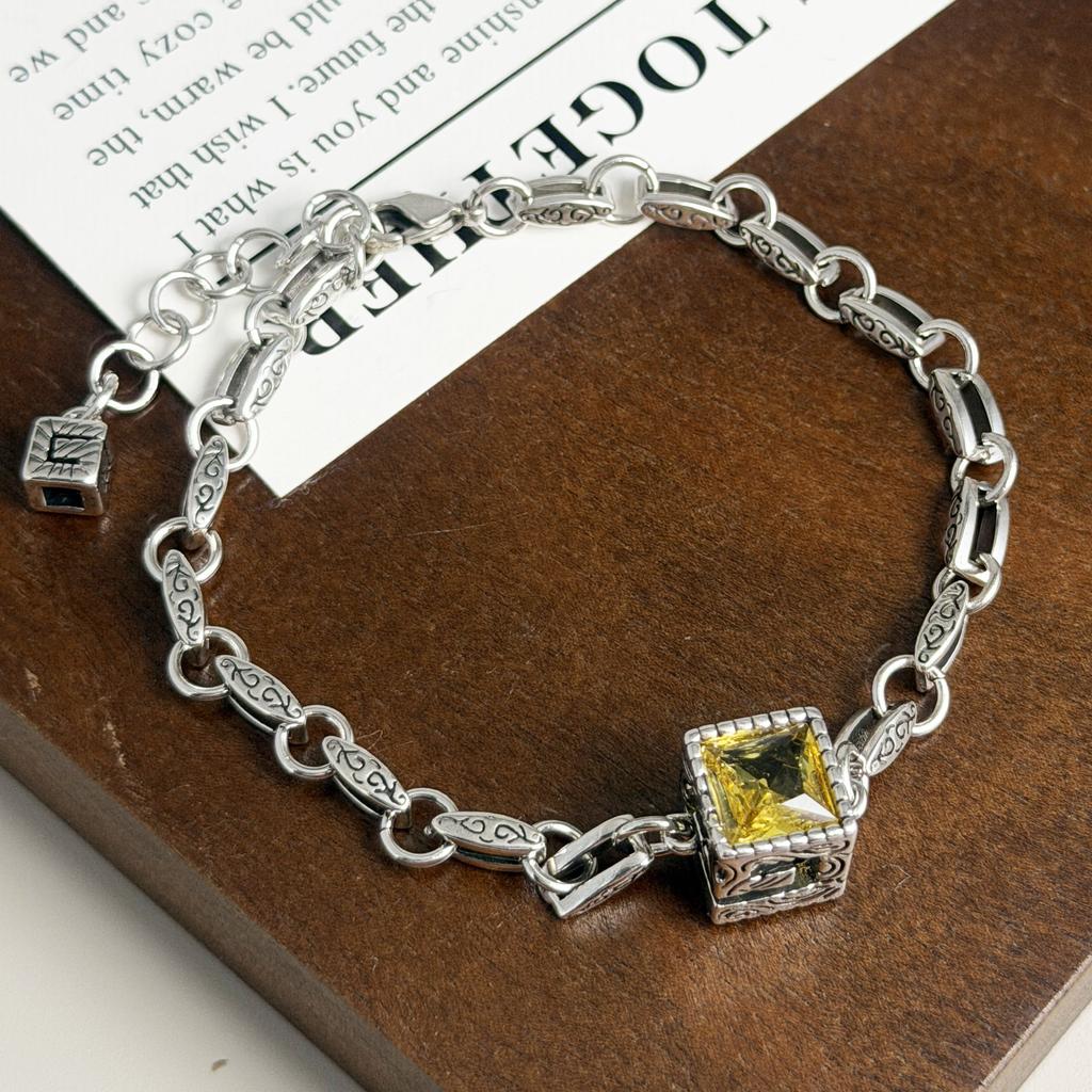 Xiaomi 100% Massives 925 Sterling Silber Metallarmband für Damen Vintage Handgemacht Schlicht Retro Hitzebeständiger CZ Armband Geburtstagsgeschenk Party