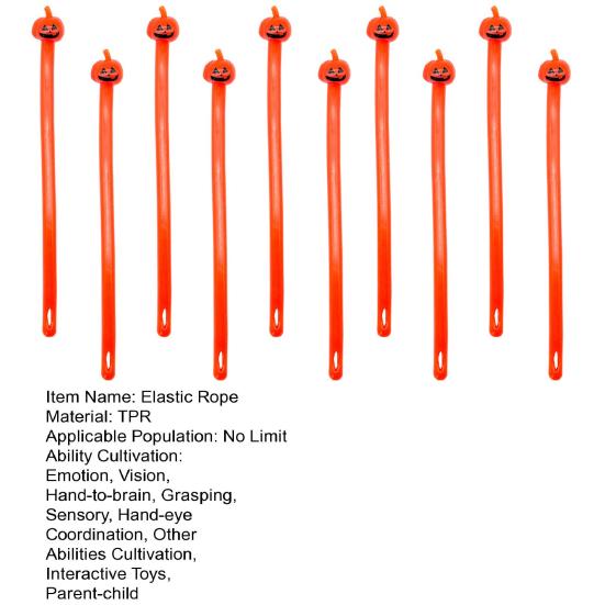 10Pcs Halloween Elastic Rope Sensory Toy Pumpkin Witch Ghost Skull Stretchy Noodle Kids Adults Stress Anxiety Relief TPR String Fidget Toy Party