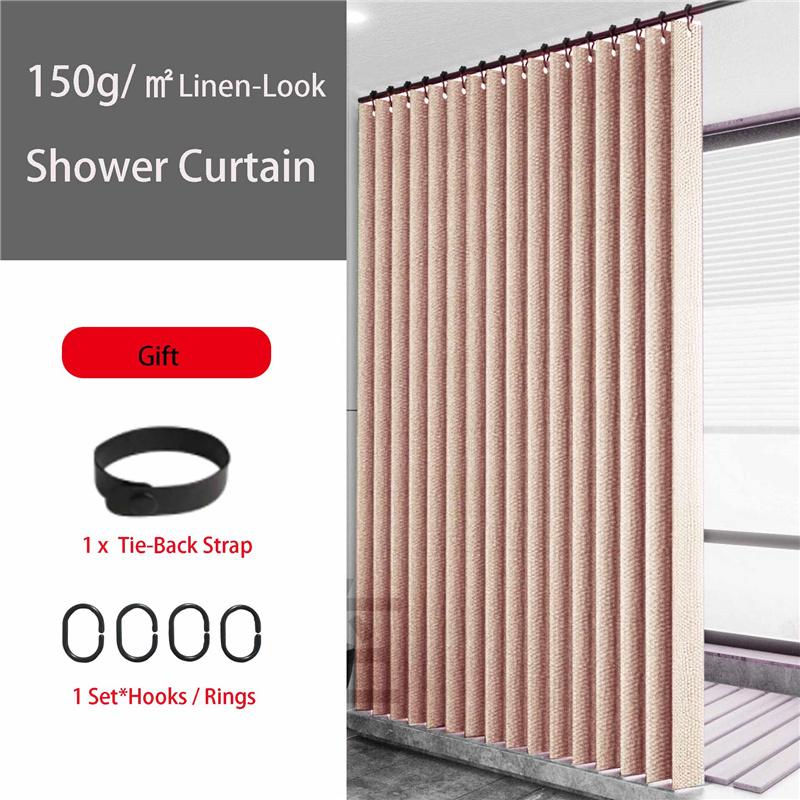 Skládací sprchový závěs se vzhledem lnu - Vodotěsná zástěna do koupelny bez otvorů pro vanu/sprchu, snadná instalace, zástěna pro soukromí