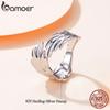 Bamoer 925 Silver Guardian Wings Open Ring Angel Wing Adjustable Finger Ring for Women Fashion Statement Jewelry SCR512