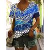 Fashion Floral Flower Pattern 3D Print T-Shirts Casual V-Neck Short Sleeve Women's T-shirts