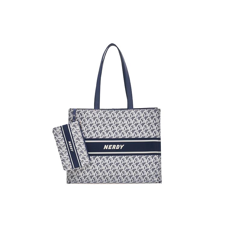 

New NERDY Polyester Combo Bag Tote Bag Shopping Bag Handbag Shoulder Bag Unisex Navy Blue PNEF22AA061601 39.1*10.9*30.0CM